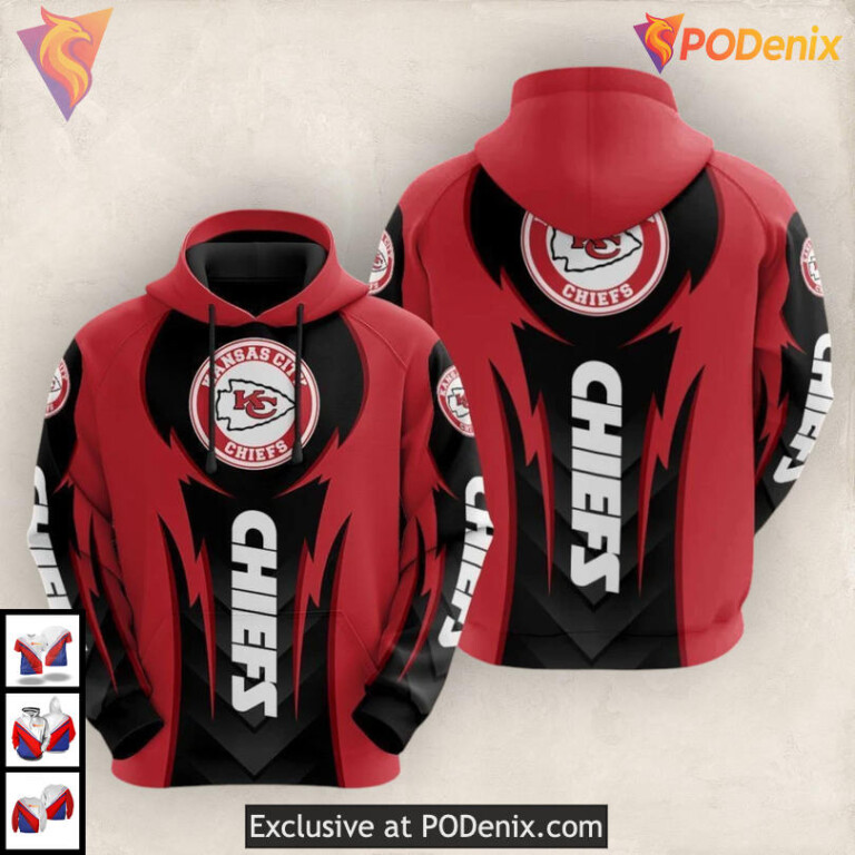 Thunder Strike Youth Kansas City Chiefs Hoodie, Custom 3D Football Apparel