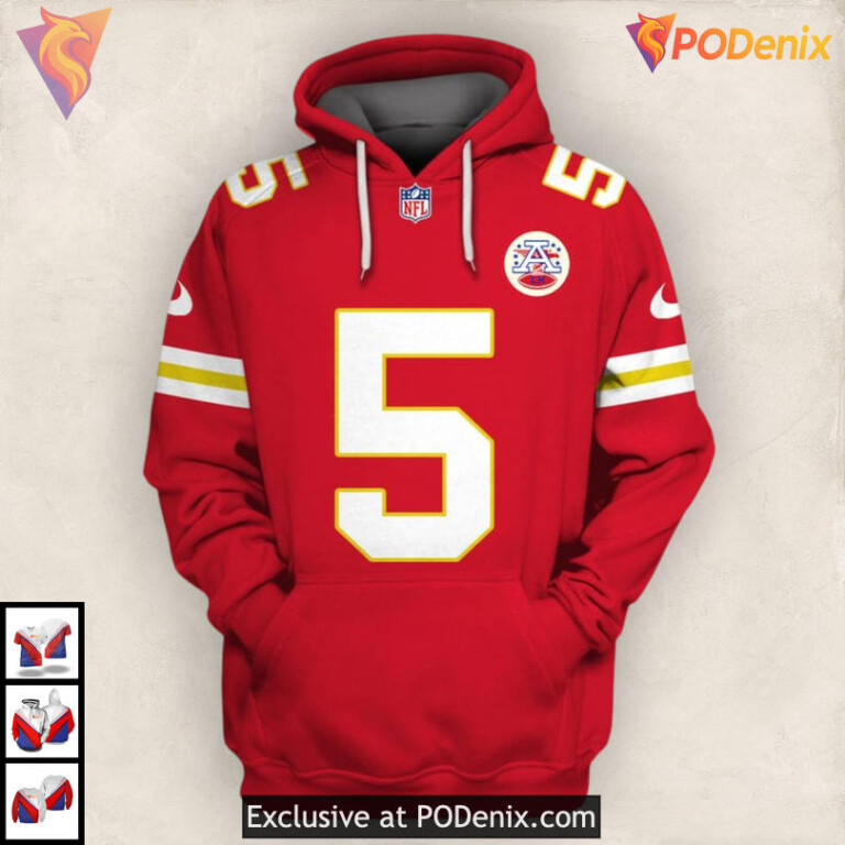 Tommy Townsend AFC Champs Kansas City Chiefs Youth Hoodie, Red Zip Up Fan Style