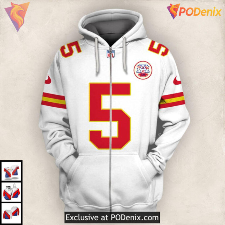 Tommy Townsend AFC Champs Kc Chiefs Hoodie For Men, White Zip Up Football Gear - 1