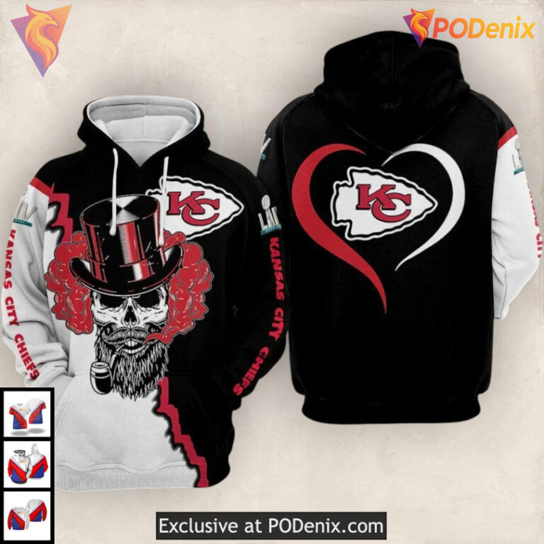 Top Hat Skull Kansas City Chiefs Hoodie For Men, 3D Fan Limited Edition Apparel