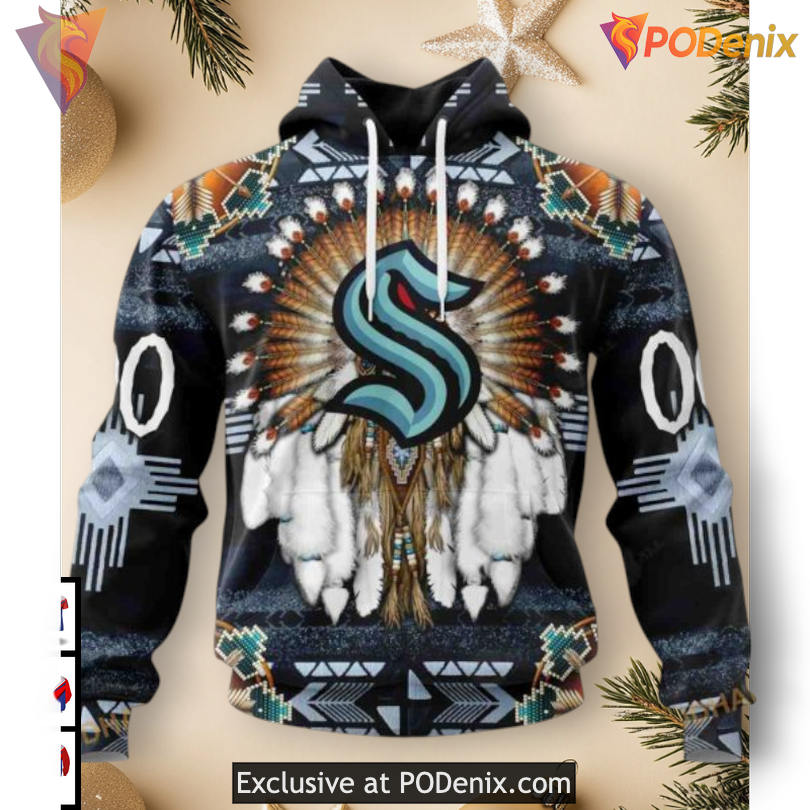 Traditional Native Costume Artwork NHL Seattle Kraken All Over Print Hoodie