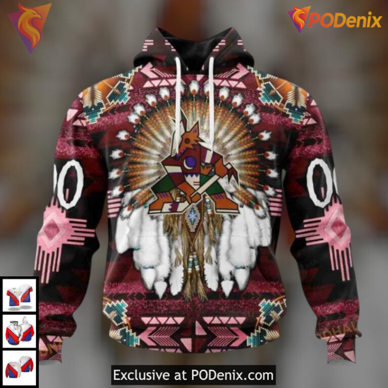 Traditional Native Costume Edition Arizona Coyotes Zip Up Hoodie Custom Apparel