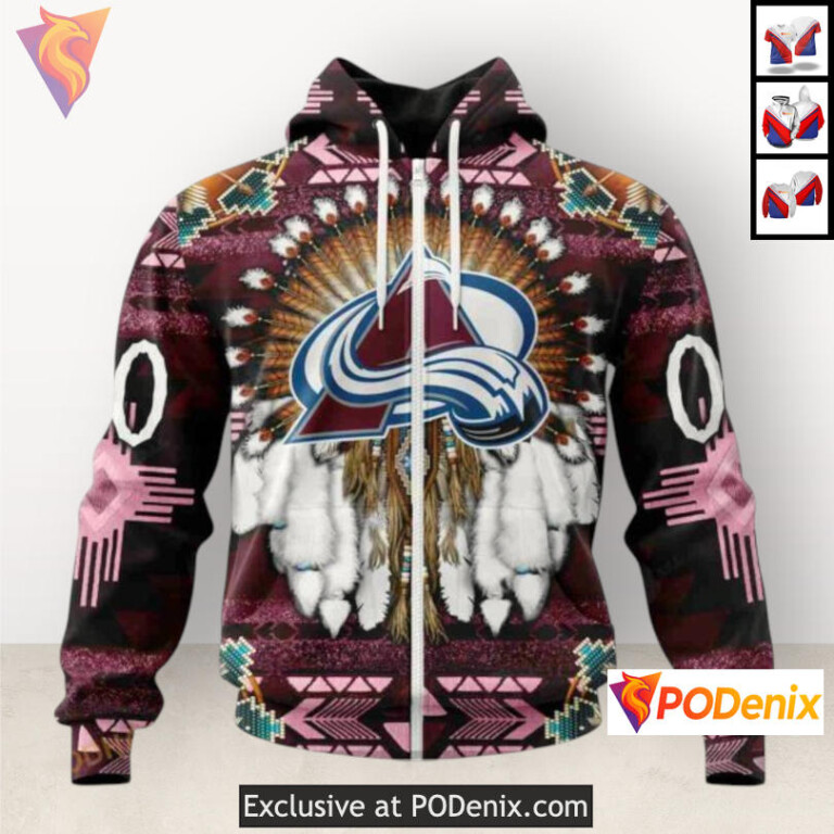 Traditional Native Costume Edition Colorado Avalanche Team Hoodie Sweatshirt 3D - 1