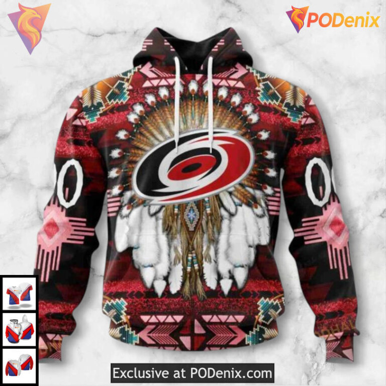 Traditional Native Costume Inspired Carolina Hurricanes All Over Print Hoodie