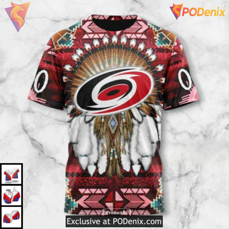 Traditional Native Costume Inspired Carolina Hurricanes All Over Print Hoodie - 3