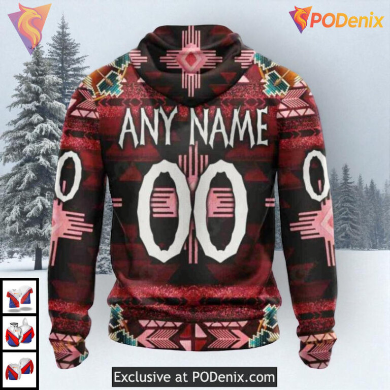 Traditional Native Cultural Design NHL Custom Number Montreal Canadiens Hoodie 3D - 2
