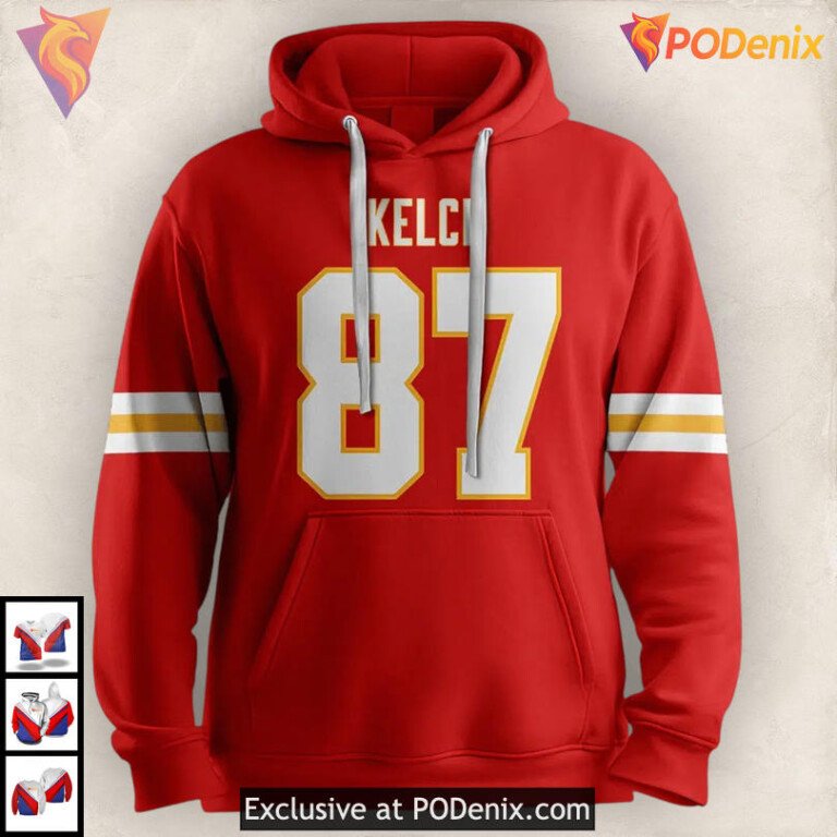 Travis Kelce 87 Kc Chiefs Hoodie For Men, Custom Number Football 3D Apparel - 1