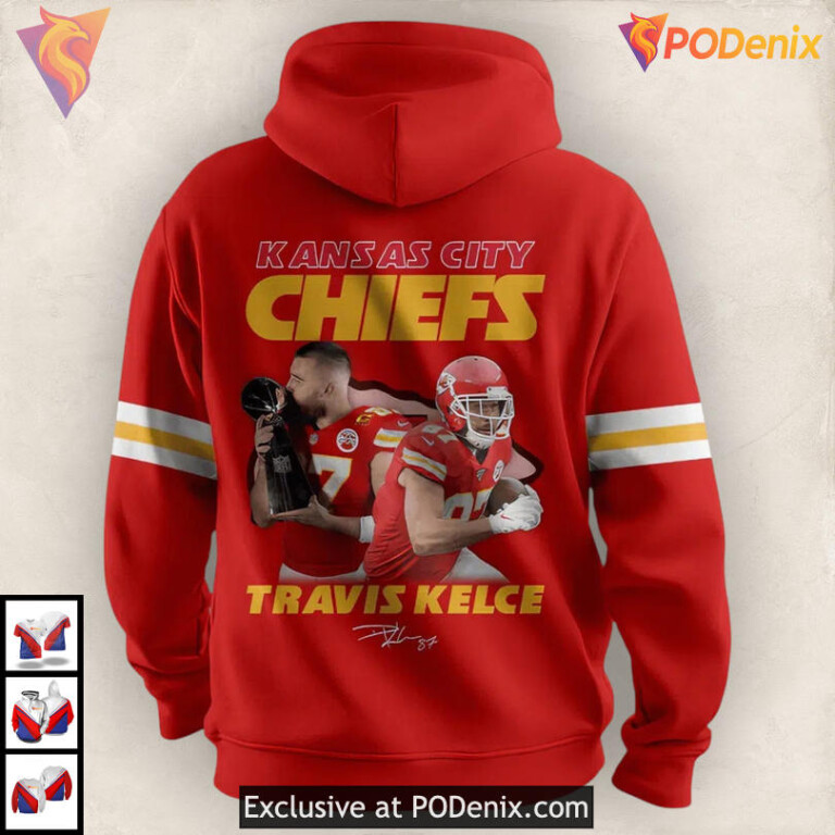 Travis Kelce 87 Kc Chiefs Hoodie For Men, Custom Number Football 3D Apparel - 2