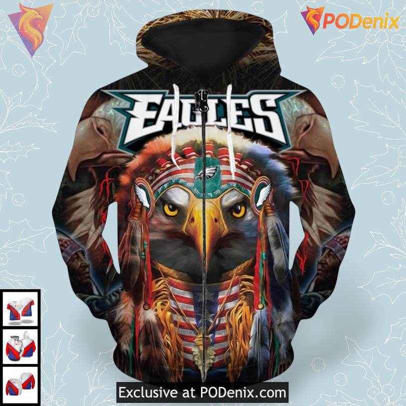 Tribal Eagle Portrait Artwork Philadelphia Eagles Hoodies Retro Zip Up Edition Tribal Eagle Portrait Artwork Philadelphia Eagles Hoodies Retro Zip Up Edition