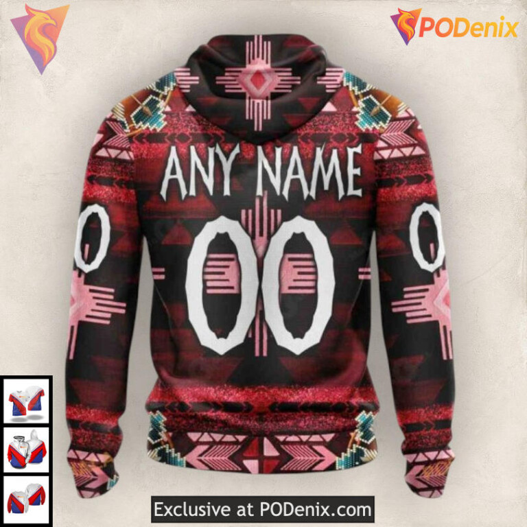 Tribal Native Costume Artwork NHL Custom Number Ottawa Senators Hoodie 3D - 1