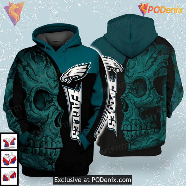 Tribal Skull Blue Black Pattern Philadelphia Eagles Hoodie Mens Custom 3D Apparel
