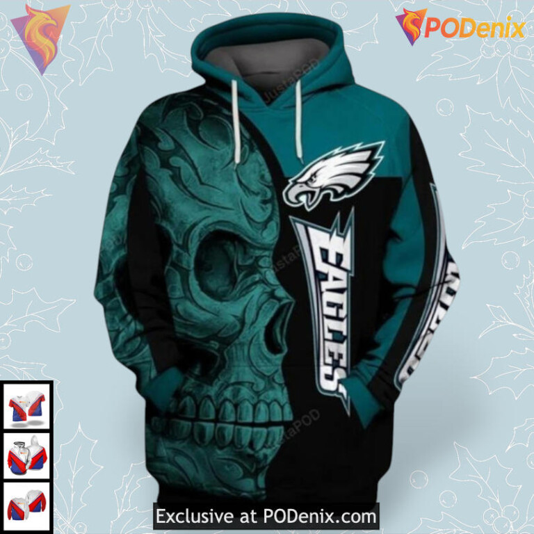 Tribal Skull Motif Design Nfl Philadelphia Eagles Hoodie for Men and Women