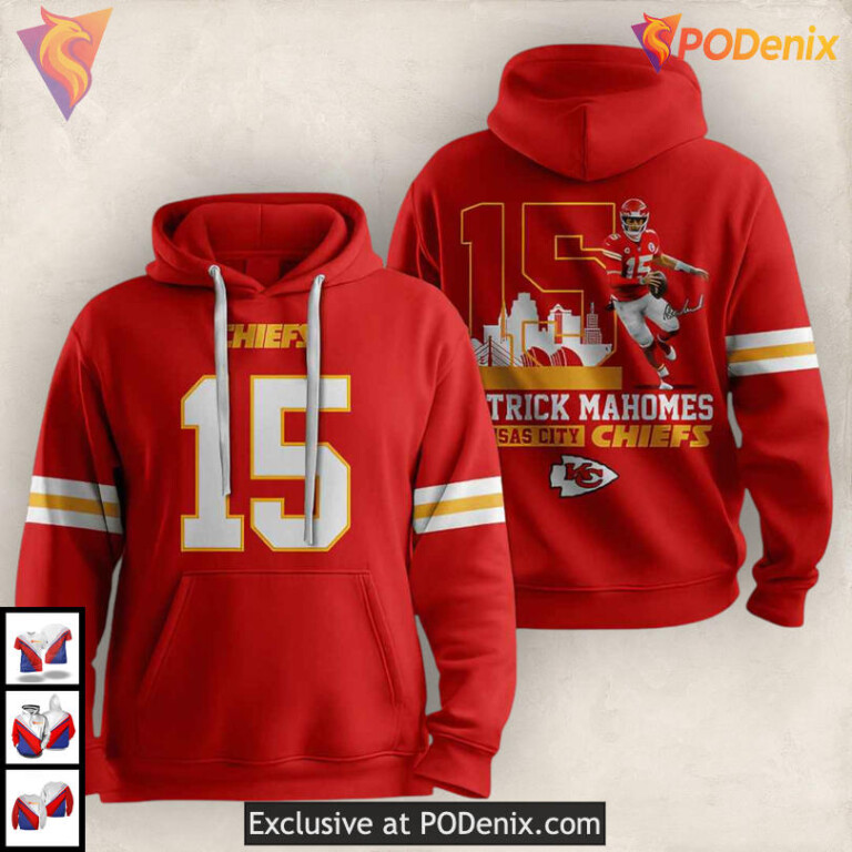 Trick Mahomes 15 Custom Kansas City Chiefs Hoodie, Fun Theme Football Sweatshirt