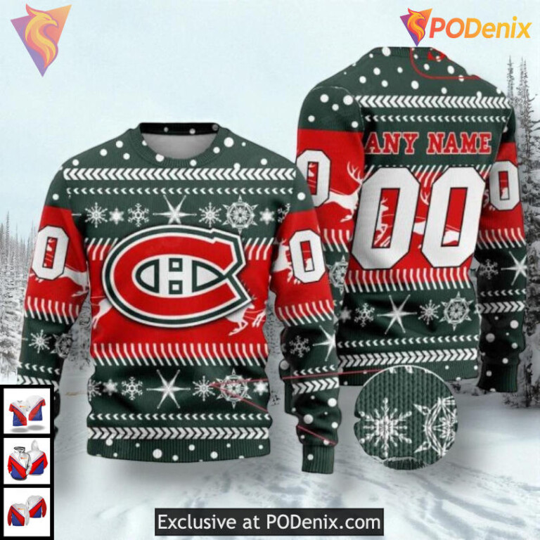 Ugly Christmas Style Family Gift NHL Montreal Canadiens Pullover Hoodie 3D