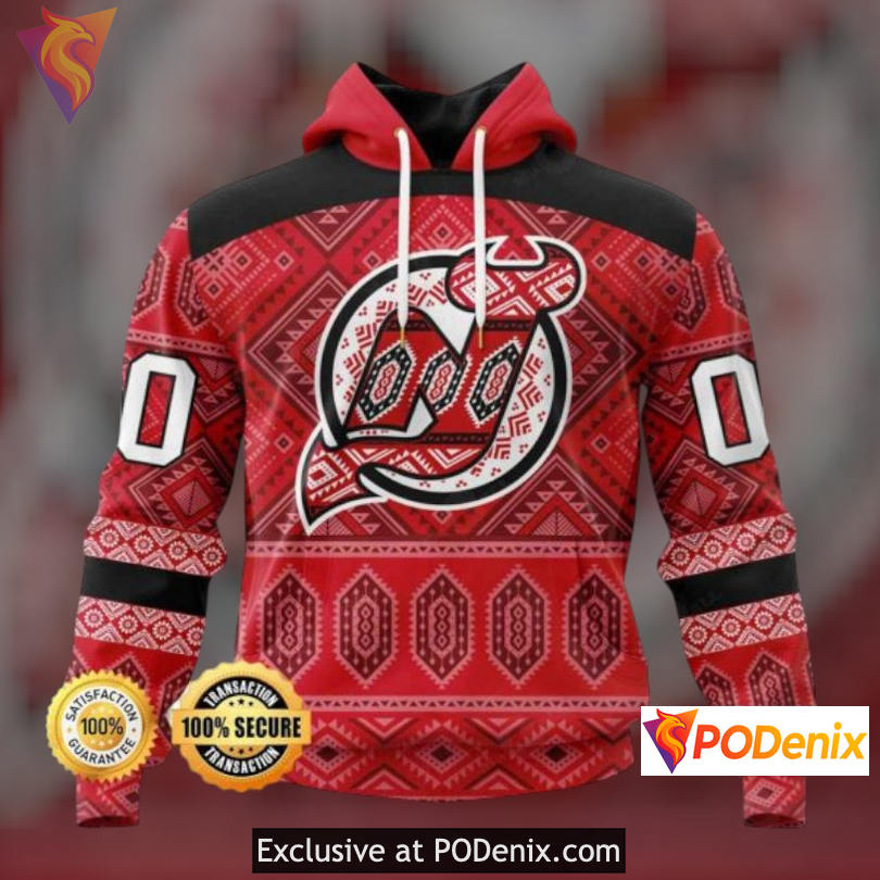 Unique Native Pattern Style New Jersey Devils All Over Print Hoodie Custom 3D Unique Native Pattern Style New Jersey Devils All Over Print Hoodie Custom 3D