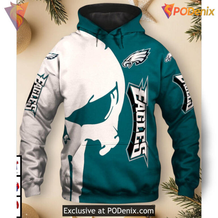 Unique Skull Artwork Edition Philadelphia Eagles Zip Up Hoodie Custom 3D Gift