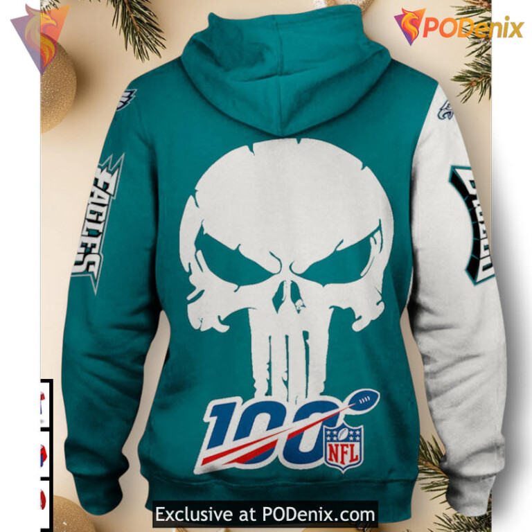 Unique Skull Artwork Edition Philadelphia Eagles Zip Up Hoodie Custom 3D Gift - 2