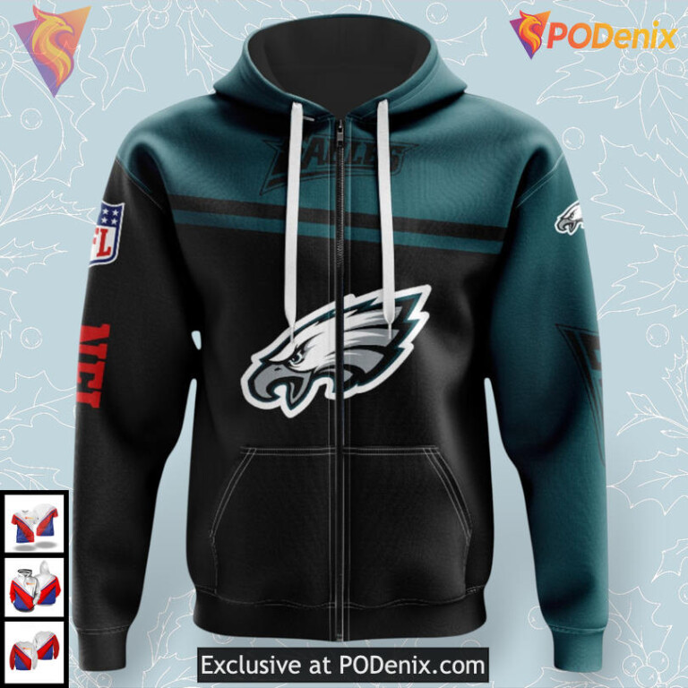 Unique Skull Graphic Philadelphia Eagles Hoodie Mens 3D Fan Apparel - 1