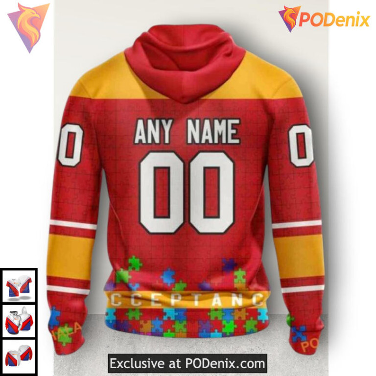 Unisex Autism Awareness Tribute Calgary Flames Sweatshirt Hoodie 3D - 1