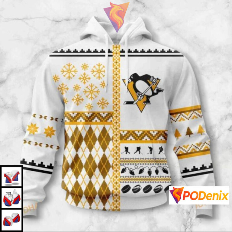 Unisex Christmas Celebration Custom Pittsburgh Penguins Full Print Hoodie NHL 3D