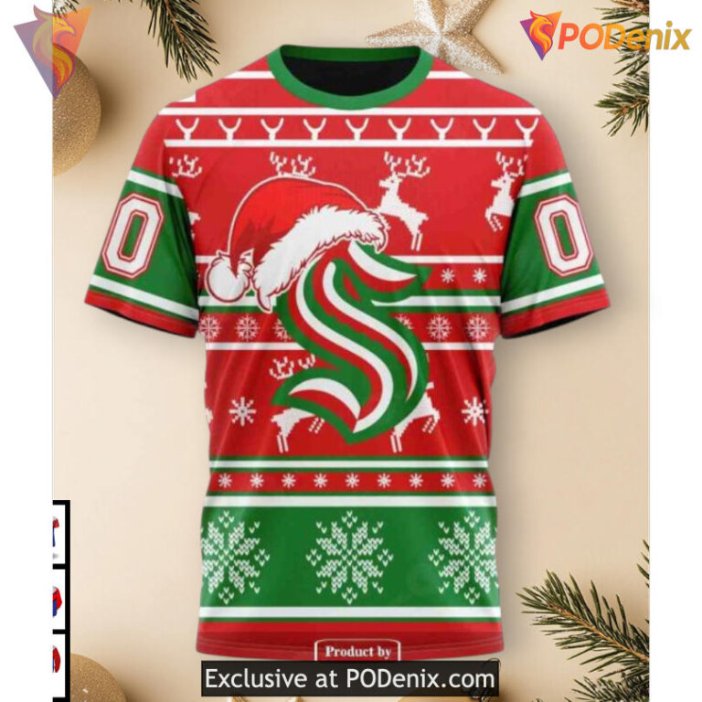 Unisex Christmas Celebration Edition Seattle Kraken Graphic Hoodie 3D Custom - 2