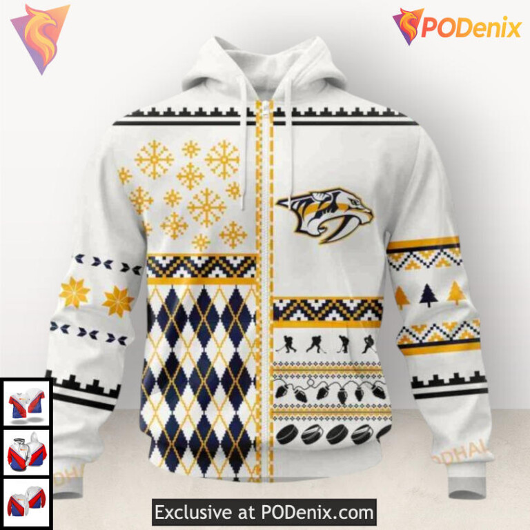 Unisex Christmas Celebration Nashville Predators Sweatshirt Hoodie Custom 3D - 1