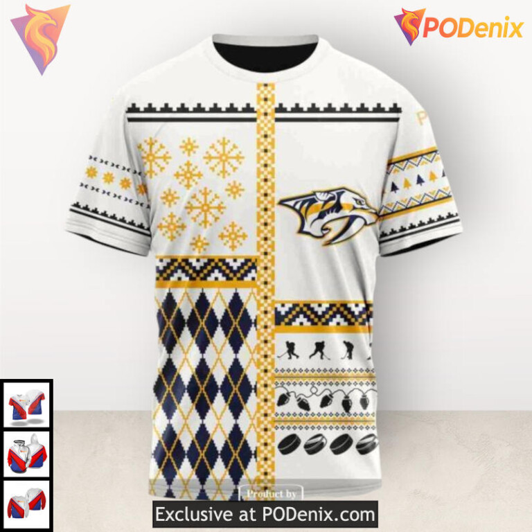 Unisex Christmas Celebration Nashville Predators Sweatshirt Hoodie Custom 3D - 3