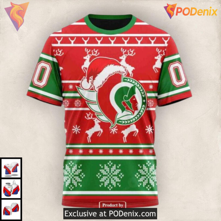 Unisex Christmas Celebration NHL Ottawa Senators 3D Hoodie Sweatshirt - 2