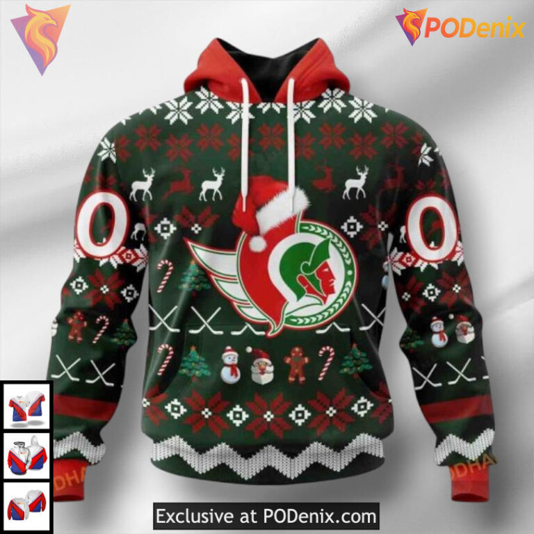 Unisex Christmas Edition NHL Ottawa Senators Womens Hoodie 3D
