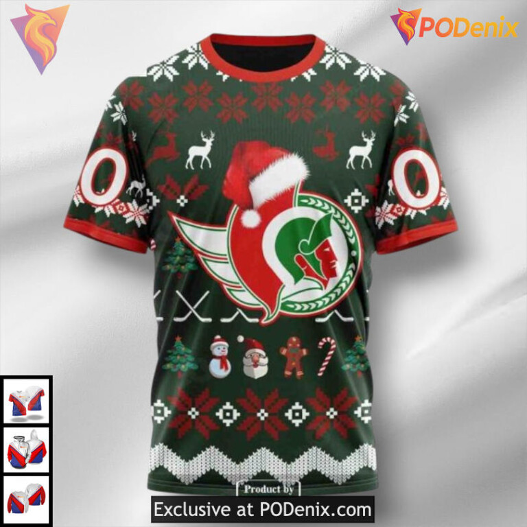 Unisex Christmas Edition NHL Ottawa Senators Womens Hoodie 3D - 2
