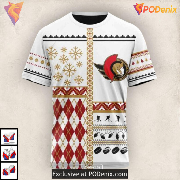 Unisex Christmas Gift Edition NHL Ottawa Senators Full Print Hoodie 3D - 2