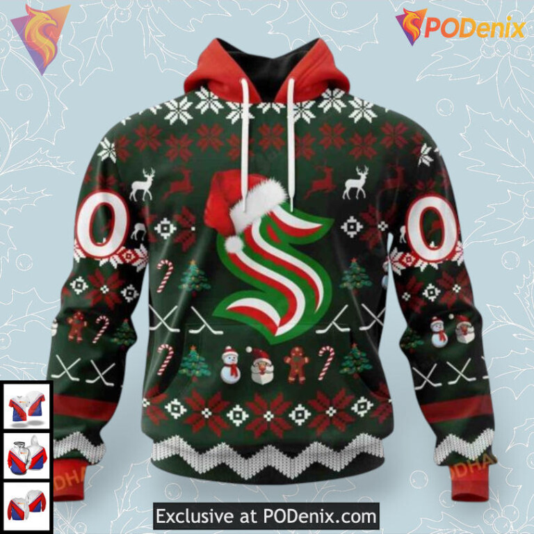 Unisex Christmas Shirt Concept Custom NHL Seattle Kraken Kids Hoodie 3D