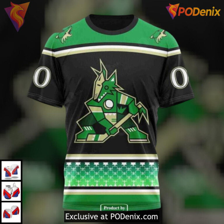 Unisex St Patricks Day Celebration Arizona Coyotes All Over Print Hoodie 3D - 2