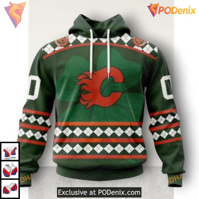 Unisex St Patrick’s Day Celebration Calgary Flames All Over Print Hoodie 3D