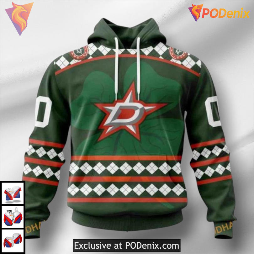 Unisex St Patrick’s Day Celebration Custom Dallas Stars Hoodie 3D Hockey Edition