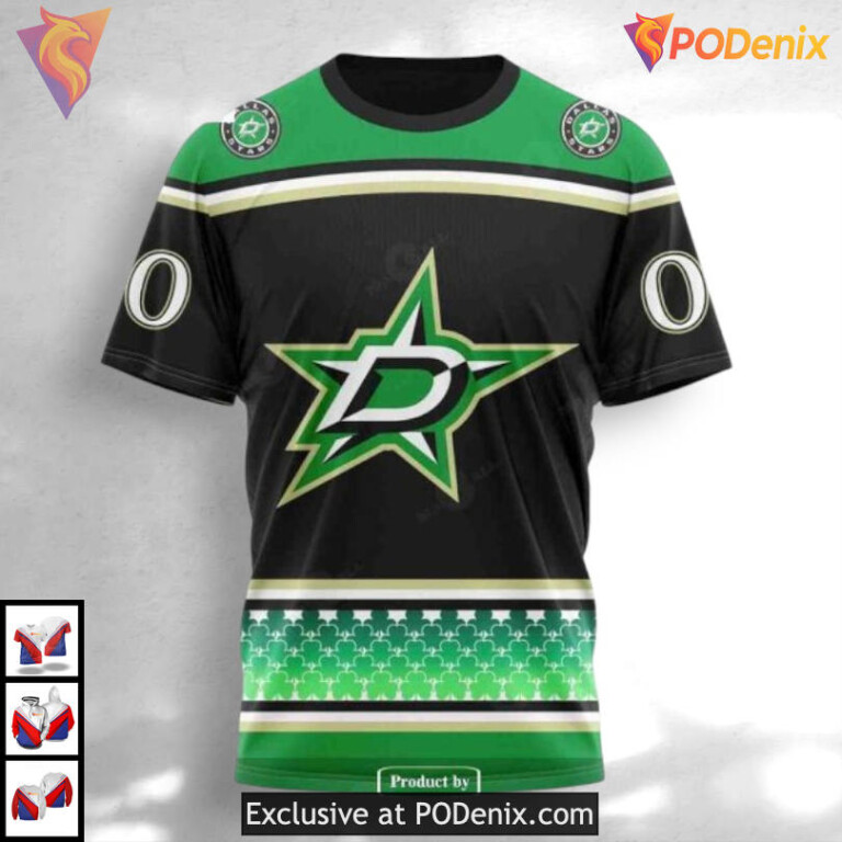 Unisex St Patricks Day Celebration Dallas Stars 3D Hoodie Hockey Edition - 2