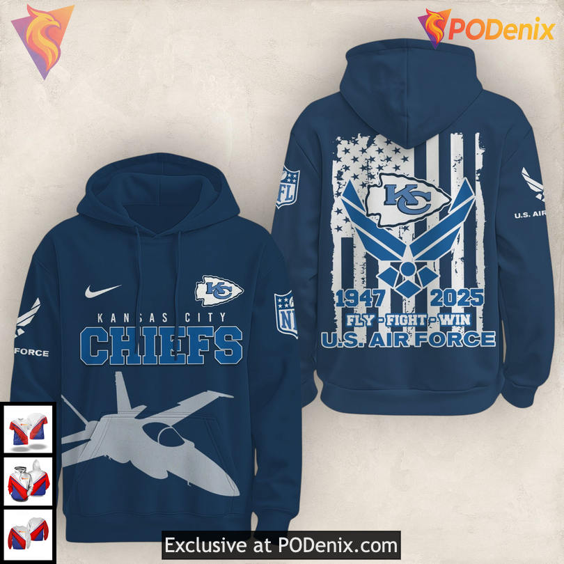 US Air Force 78th Anniversary Kansas City Chief Hoodie, Military Fan Edition US Air Force 78th Anniversary Kansas City Chief Hoodie, Military Fan Edition