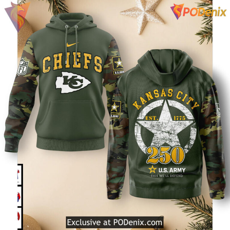 US MC 250 Years Army Kansas City Chiefs Womens Hoodie, Patriotic 3D Apparel