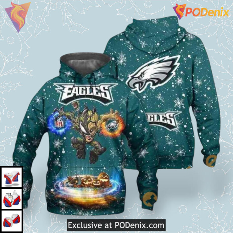 Venom Groot Halloween Edition Philadelphia Eagles Womens Hoodie 3D Fan Apparel