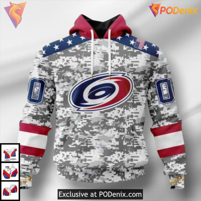 Veterans Day Camo Tribute Carolina Hurricanes Youth Hoodie Custom 3D Apparel