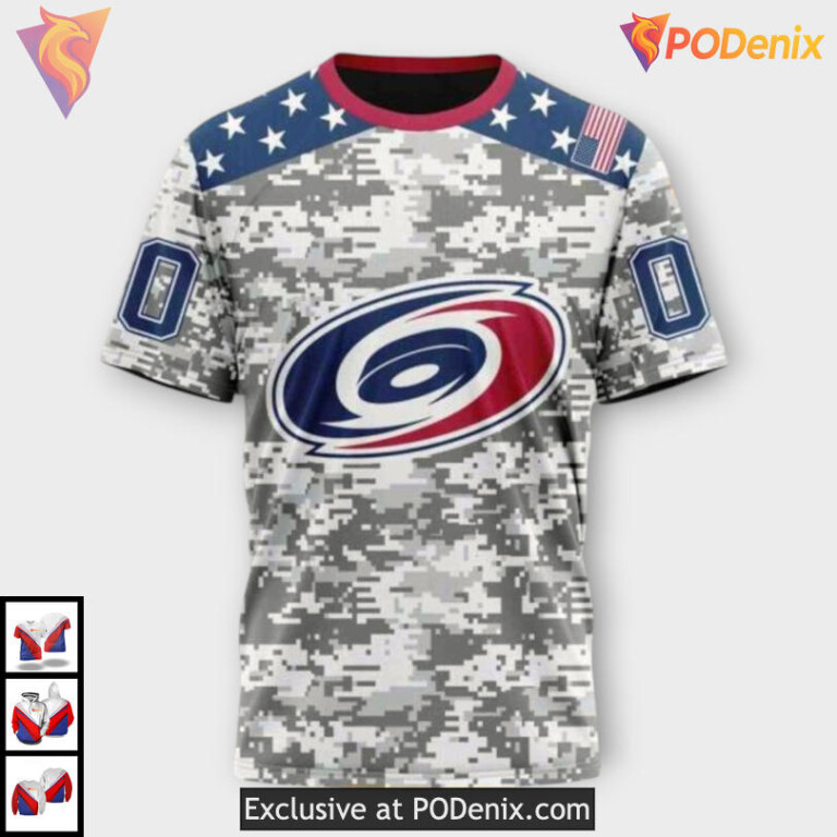 Veterans Day Camo Tribute Carolina Hurricanes Youth Hoodie Custom 3D Apparel - 2