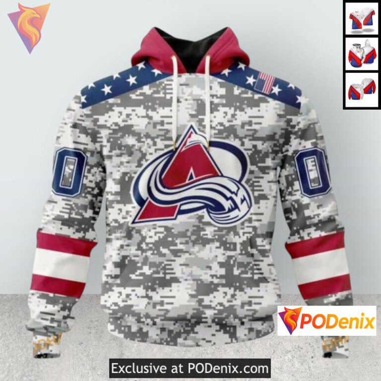 Veterans Day Camo Tribute Colorado Avalanche All Over Print Hoodie Custom 3D