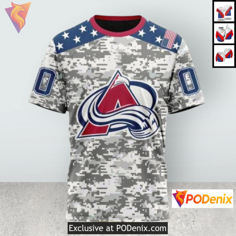 Veterans Day Camo Tribute Colorado Avalanche All Over Print Hoodie Custom 3D - 2