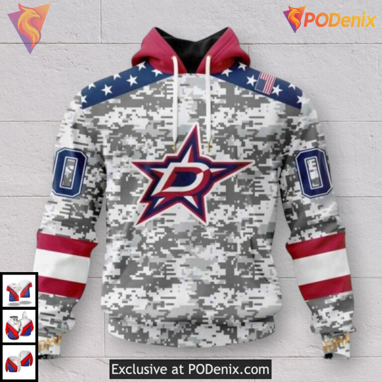 Veterans Day Camo Tribute Dallas Stars Womens Hoodie Custom Edition