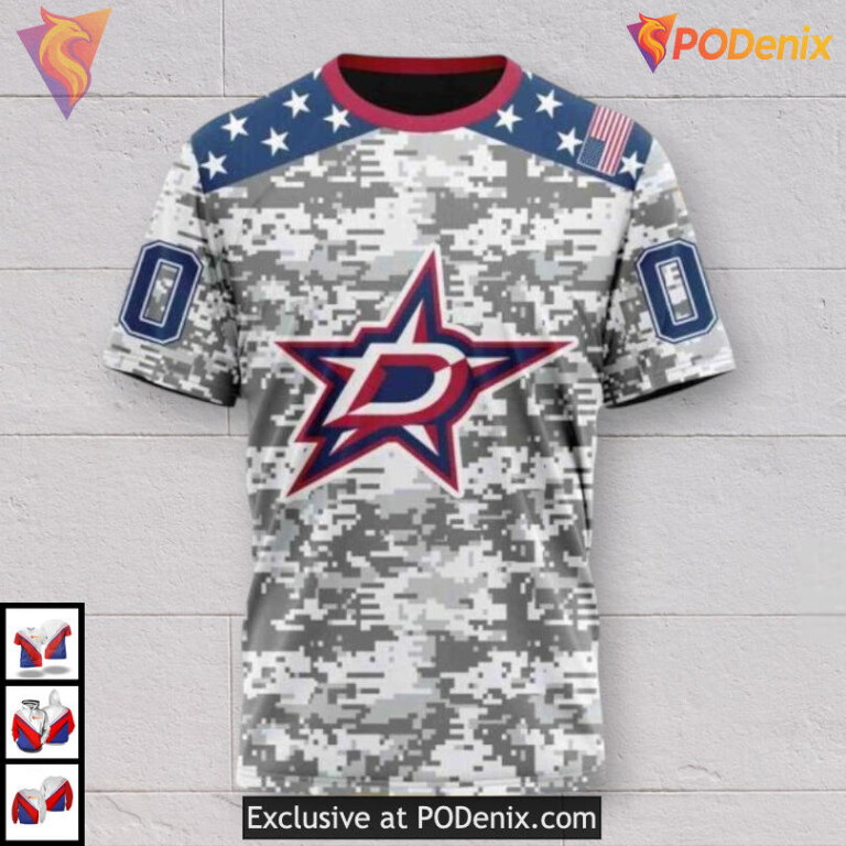 Veterans Day Camo Tribute Dallas Stars Womens Hoodie Custom Edition - 2