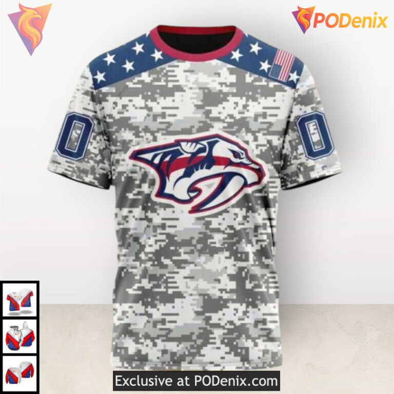 Veterans Day Camo Tribute Nashville Predators Mens Hoodie Custom Edition - 2
