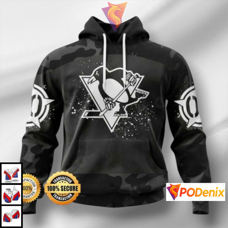 Veterans Day Camouflage Style Pittsburgh Penguins Youth Hoodie 3D Edition