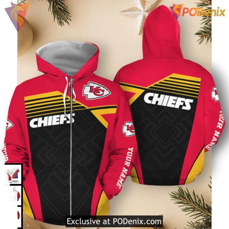 Victory Stripes Personalized Kansas City Chiefs All Over Print Hoodie 3D - 1