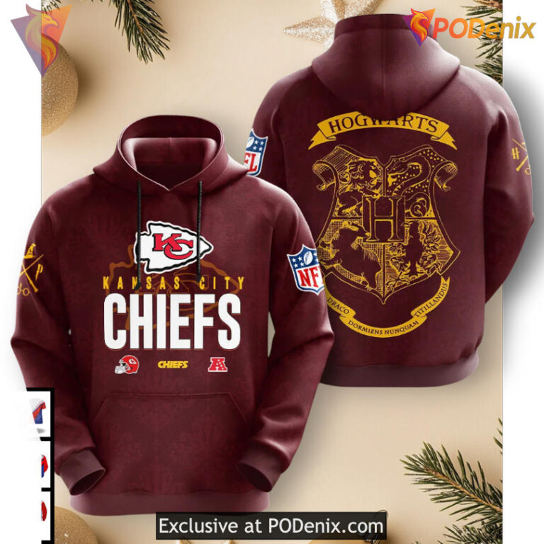 Vintage Kansas City Chiefs Hoodie Harry Potter Magic Theme 3D Fanwear Edition