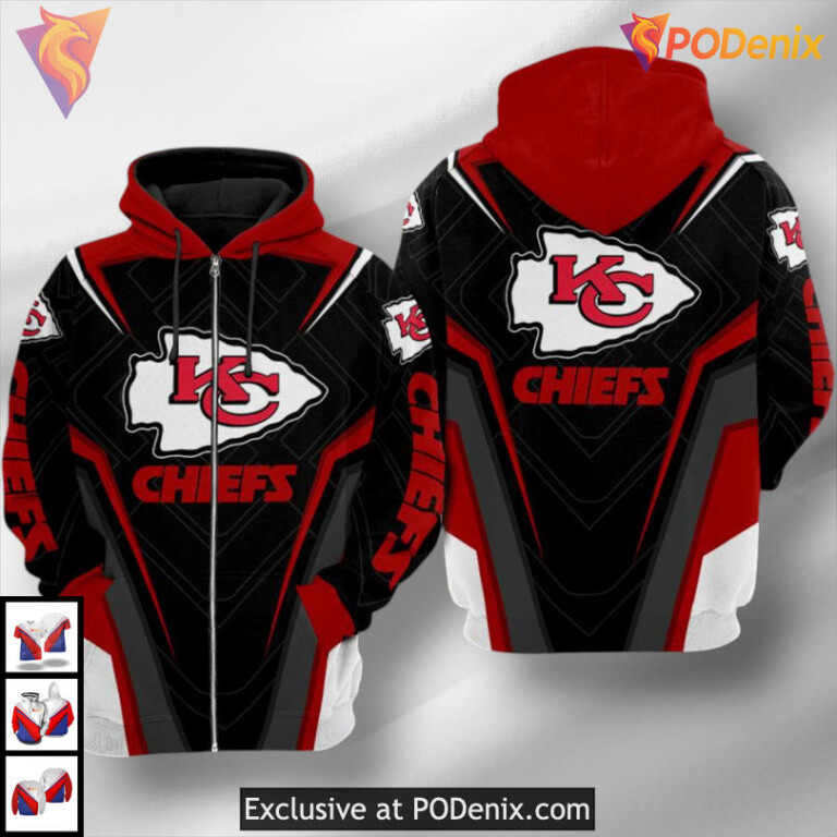 Vintage Red Black Theme Personalized Kansas City Chiefs Hoodie 3D Fan Apparel - 1